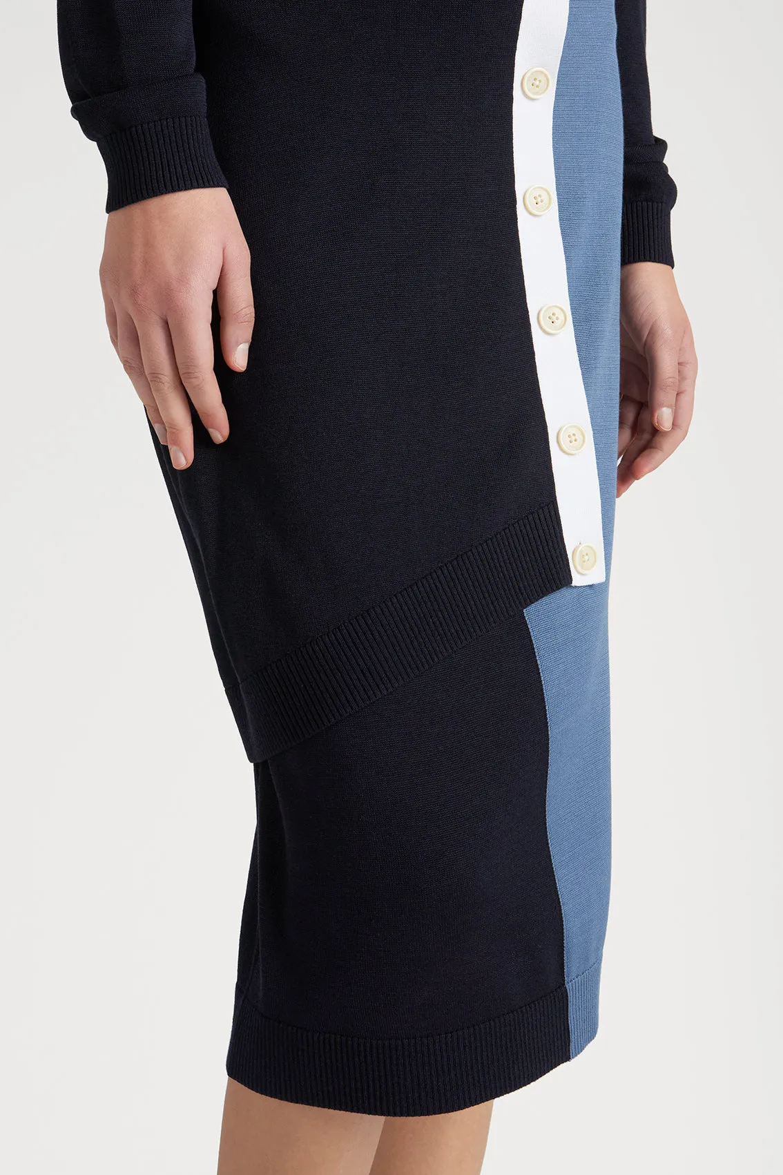 TWO-TONE BUTTONED ELEGANCE SKIRT
