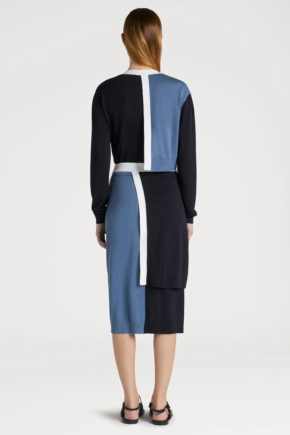 TWO-TONE BUTTONED ELEGANCE SKIRT