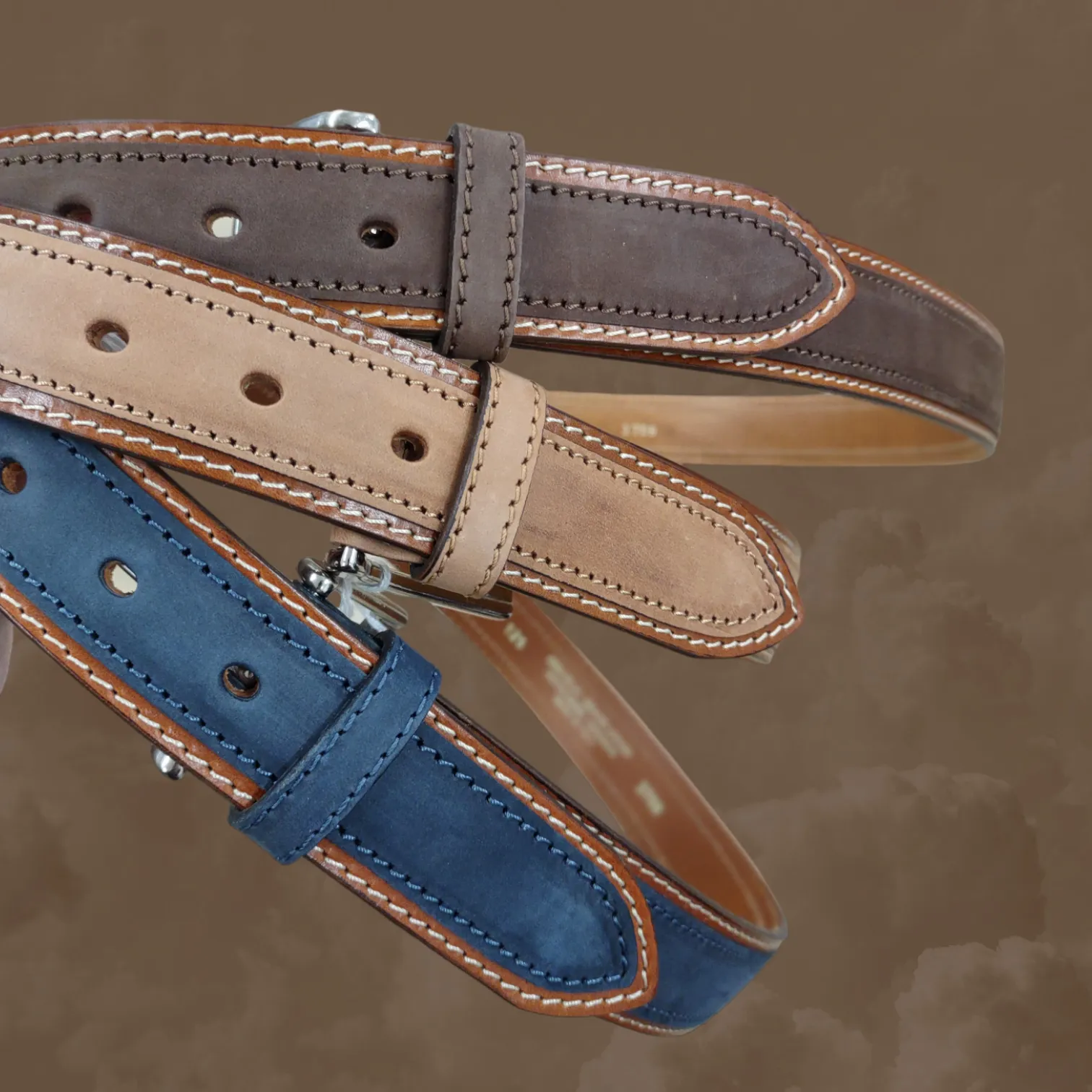 Two-tone Italian Leather Belt, Casual or Dressy, 1-1/4" wide