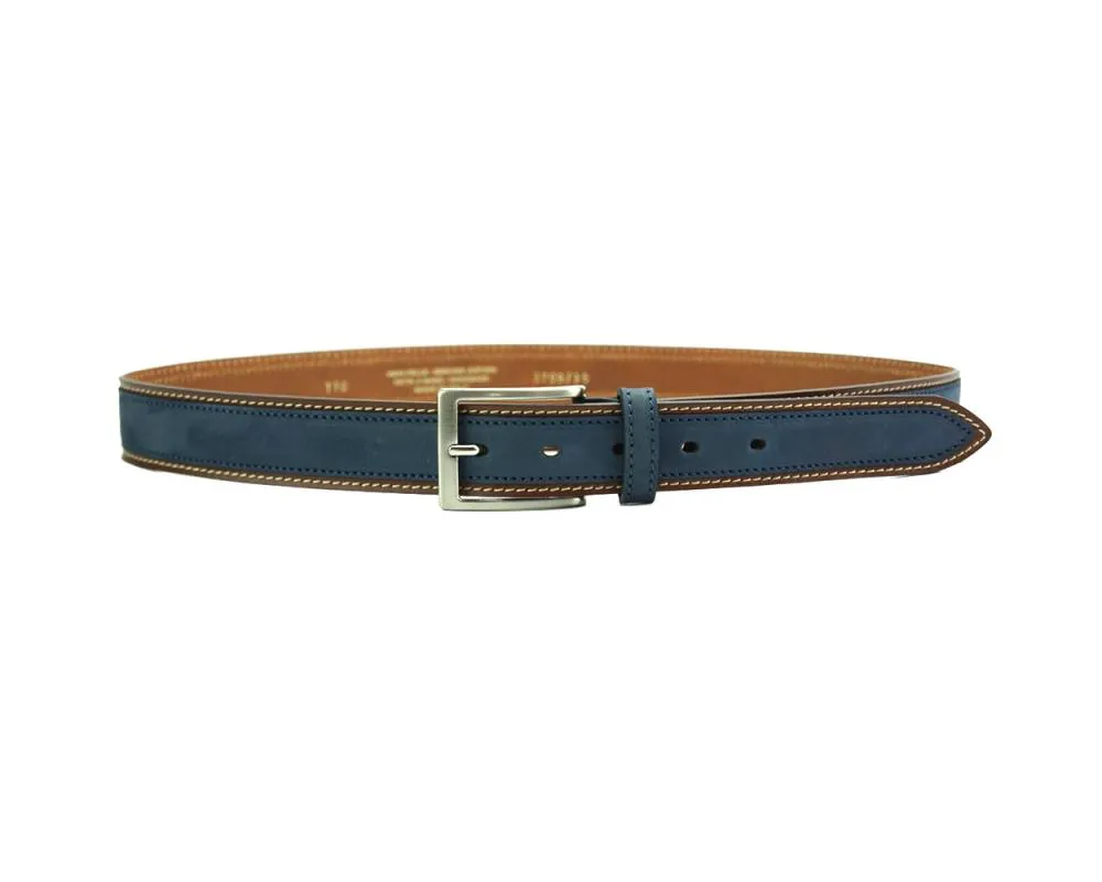 Two-tone Italian Leather Belt, Casual or Dressy, 1-1/4" wide