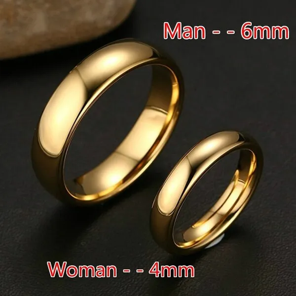 Valentine&#39;s Day Gifts Simple Smooth Plain Ring Classic Gold Color Rings for Women Men Wedding Couple Lovers&#39; Engagement Jewelry