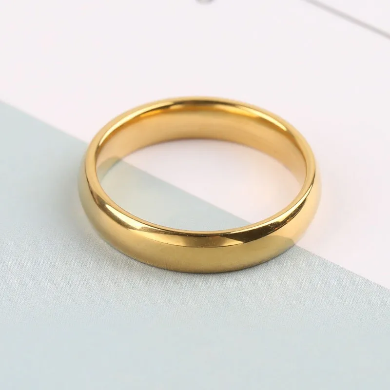 Valentine&#39;s Day Gifts Simple Smooth Plain Ring Classic Gold Color Rings for Women Men Wedding Couple Lovers&#39; Engagement Jewelry