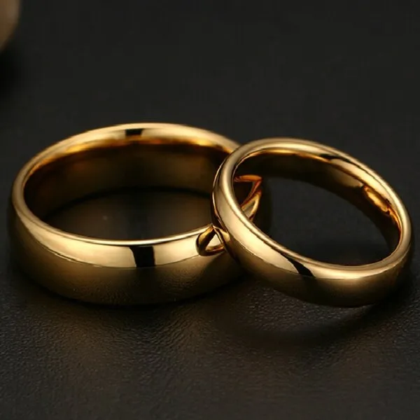Valentine&#39;s Day Gifts Simple Smooth Plain Ring Classic Gold Color Rings for Women Men Wedding Couple Lovers&#39; Engagement Jewelry