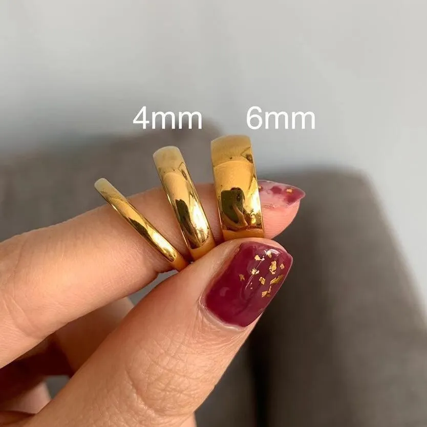 Valentine&#39;s Day Gifts Simple Smooth Plain Ring Classic Gold Color Rings for Women Men Wedding Couple Lovers&#39; Engagement Jewelry