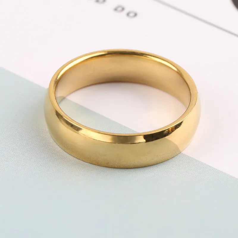 Valentine&#39;s Day Gifts Simple Smooth Plain Ring Classic Gold Color Rings for Women Men Wedding Couple Lovers&#39; Engagement Jewelry