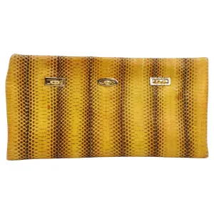 VBH 1980s Yellow Snakeskin Embossed Leather Clutch