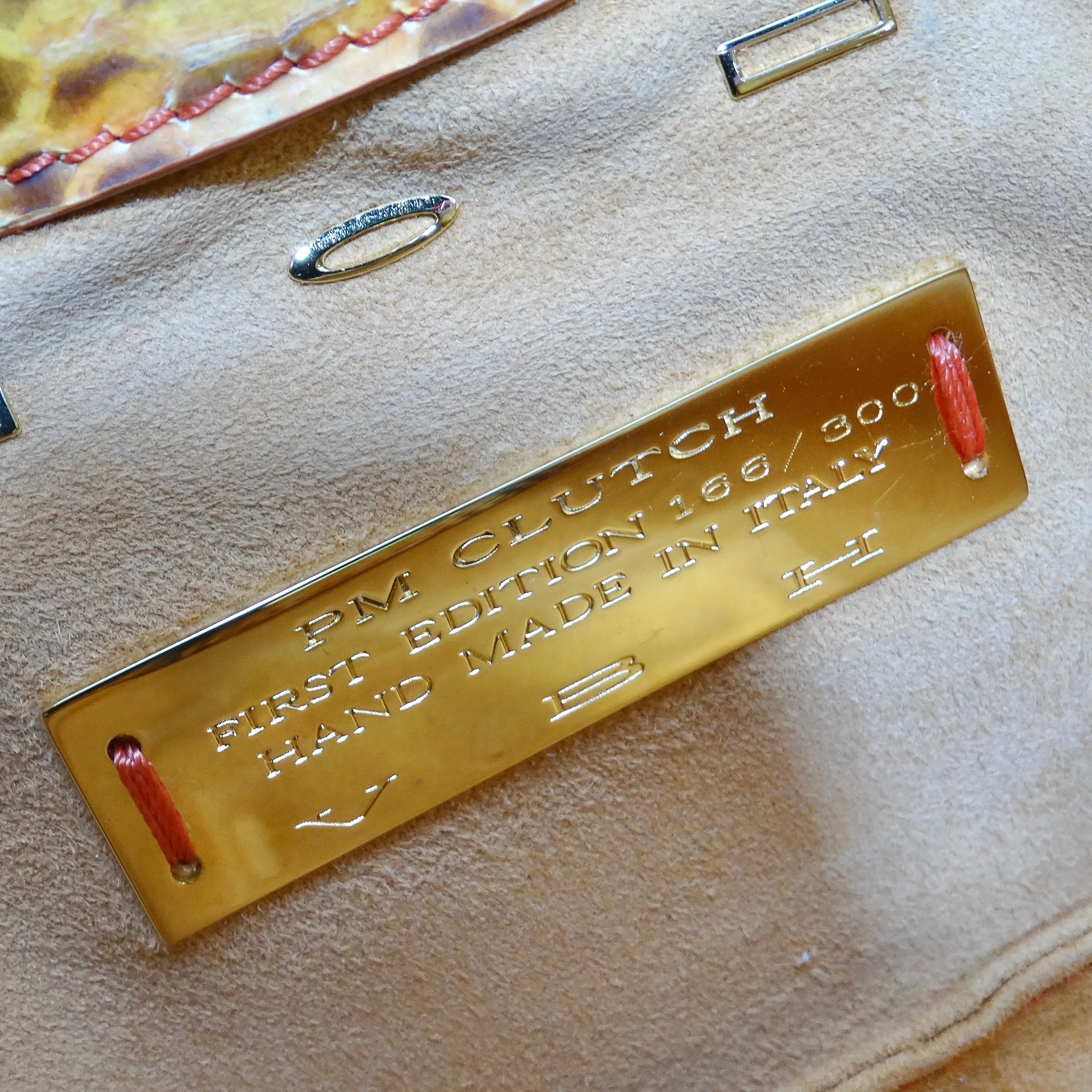 VBH 1980s Yellow Snakeskin Embossed Leather Clutch