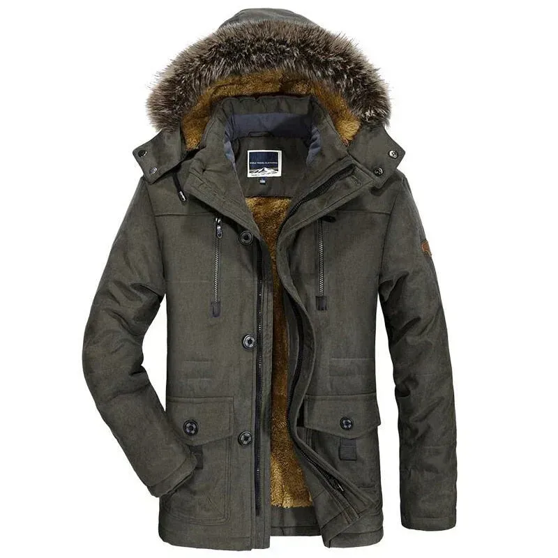 Velvet Ridge™ | Men's Casual Outdoor Coat | Thick Velvet Lining, Fur Collar & Weather-Resistant Design