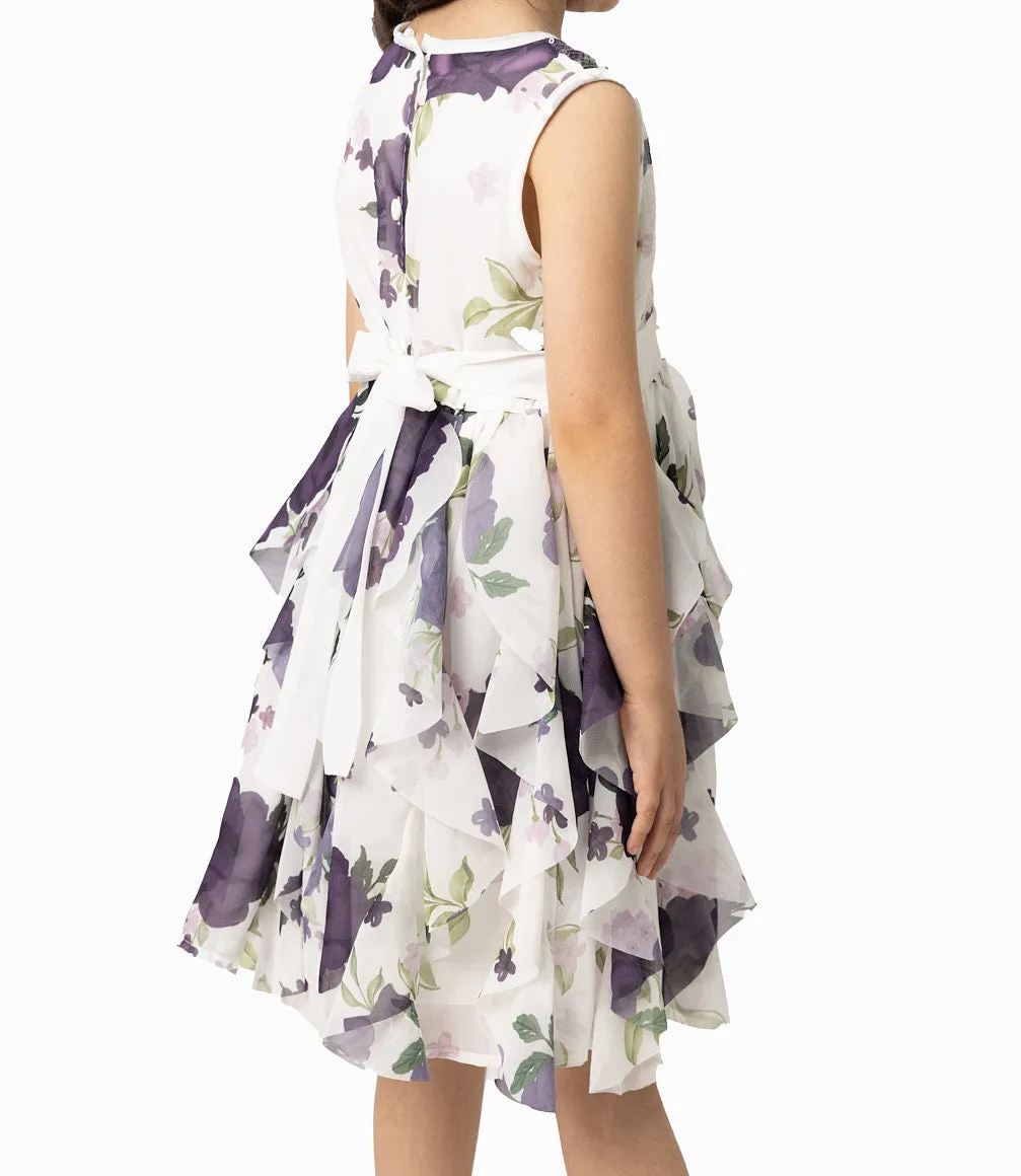Vestido Niña Con Vuelos Y Flores