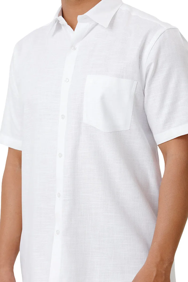 Victor - 100% Cotton Formal Dobby White Shirt For Men | Uathayam