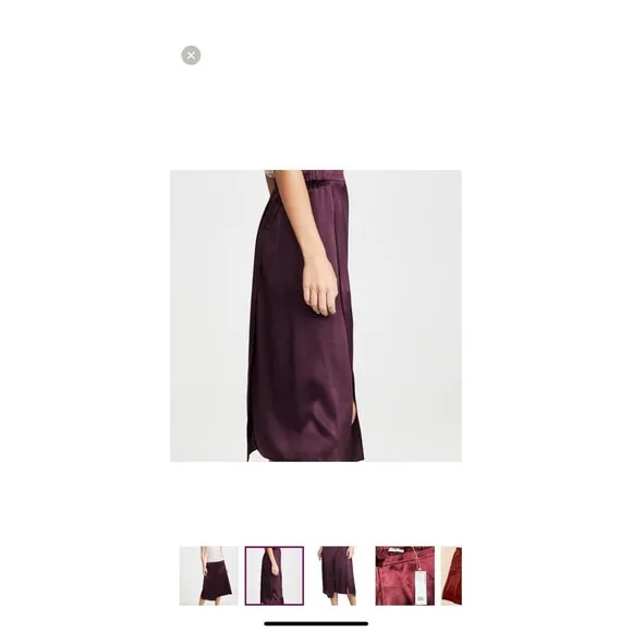 VINCE S 100% Silk Panel Drape Asymmetric Midi Merlot Wine Pull On Skirt Classic