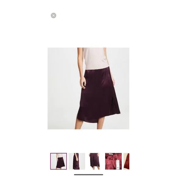 VINCE S 100% Silk Panel Drape Asymmetric Midi Merlot Wine Pull On Skirt Classic