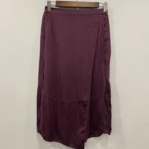 VINCE S 100% Silk Panel Drape Asymmetric Midi Merlot Wine Pull On Skirt Classic