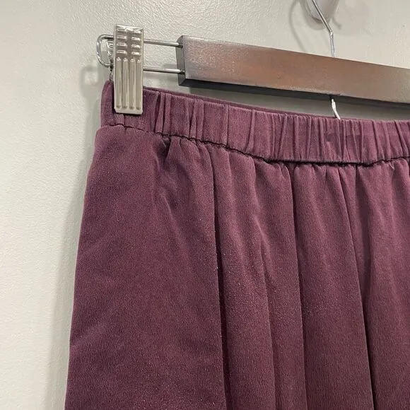 VINCE S 100% Silk Panel Drape Asymmetric Midi Merlot Wine Pull On Skirt Classic