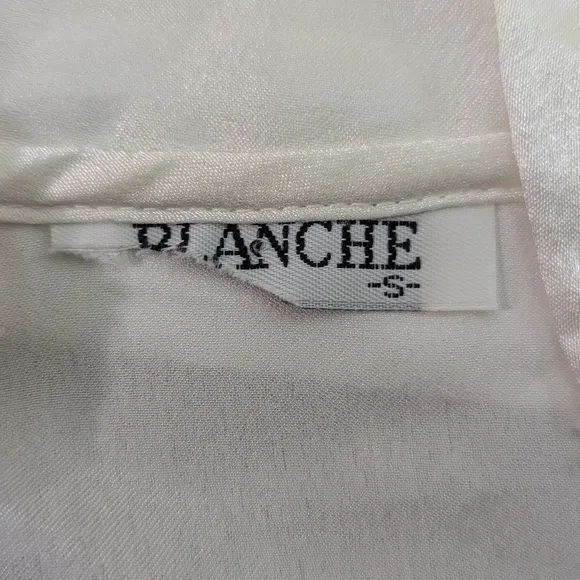 Vintage Blanche Feminine Cream Satiny Lace Coquette Intimates Robe Size S