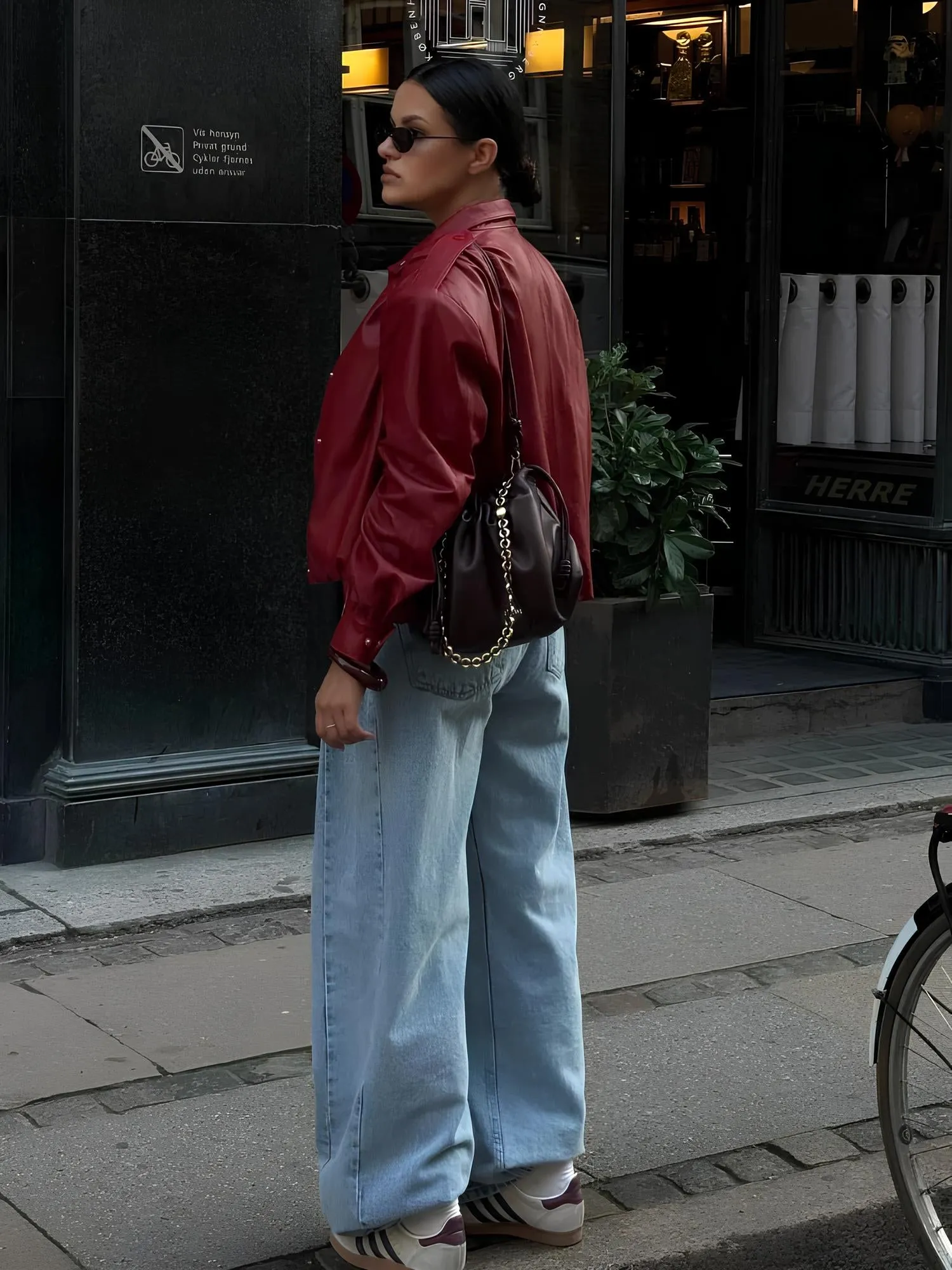 Vintage Burgundy Lapel Leather Jacket