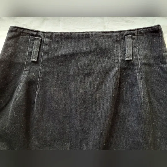 Vintage HUNT CLUB Brushed Black Denim Jean Skirt - Size 8P  (NWT)