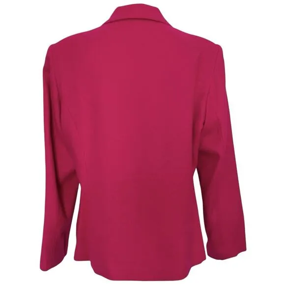 VTG 90s Casablanca Hot Pink Blazer Jacket Sz 10 Barbie Wool Zip Preppy Academia