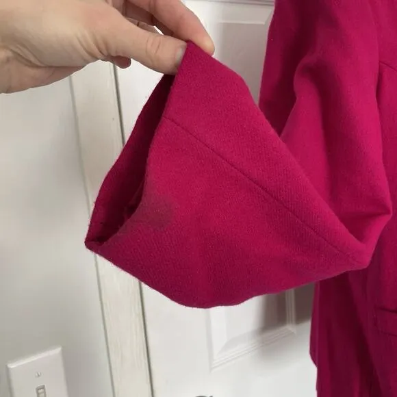 VTG 90s Casablanca Hot Pink Blazer Jacket Sz 10 Barbie Wool Zip Preppy Academia
