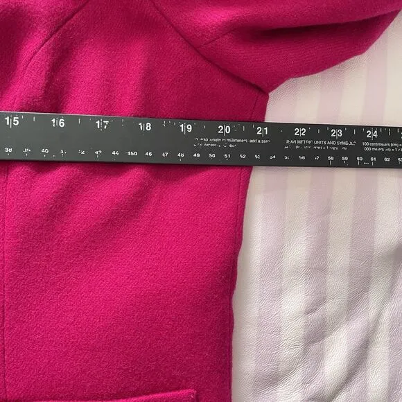 VTG 90s Casablanca Hot Pink Blazer Jacket Sz 10 Barbie Wool Zip Preppy Academia
