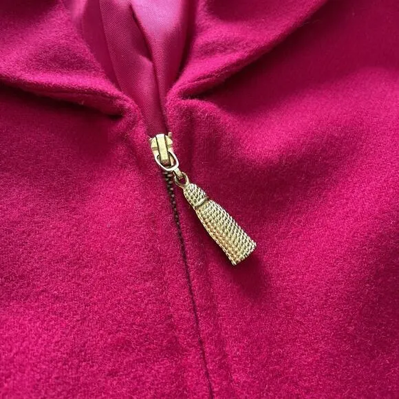 VTG 90s Casablanca Hot Pink Blazer Jacket Sz 10 Barbie Wool Zip Preppy Academia
