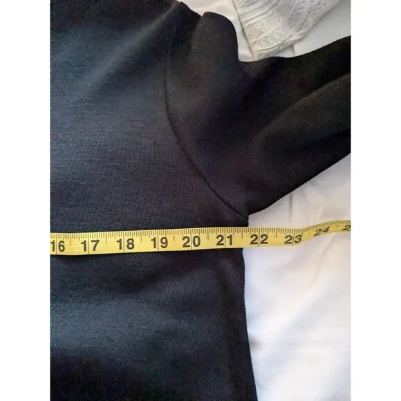 Vtg Liz Claiborne Wool Dress Women's L 90s A-line Black Beaded Chic Swing Y2K