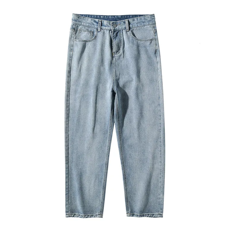 Washed Straight Casual Loose Simple Jeans