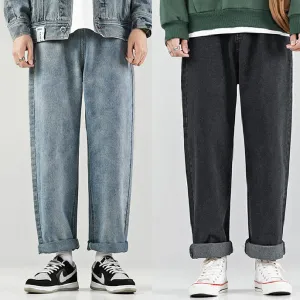 Washed Straight Casual Loose Simple Jeans