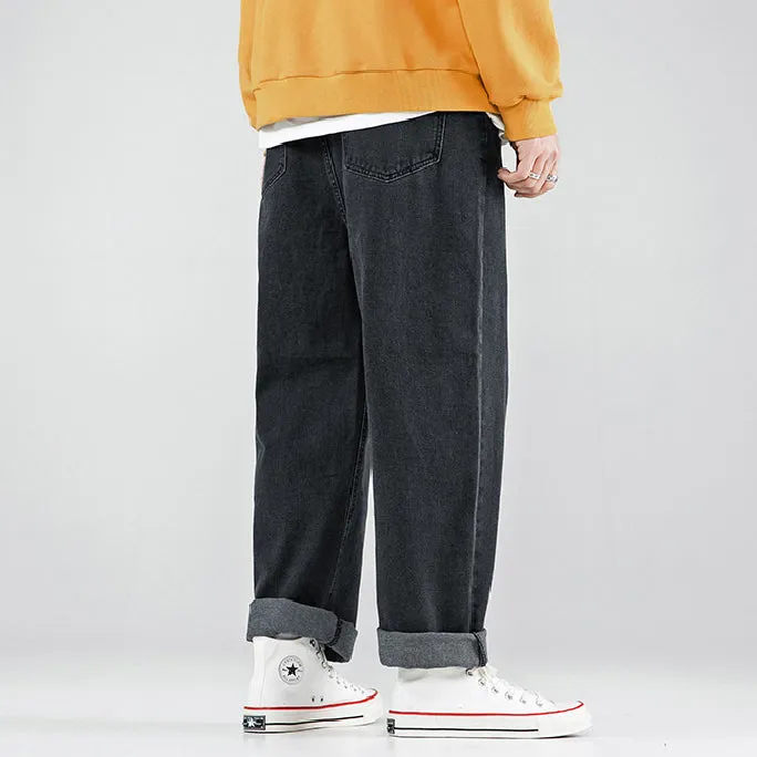 Washed Straight Casual Loose Simple Jeans