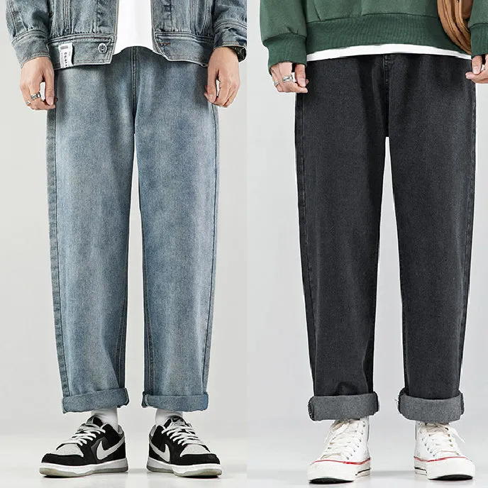 Washed Straight Casual Loose Simple Jeans
