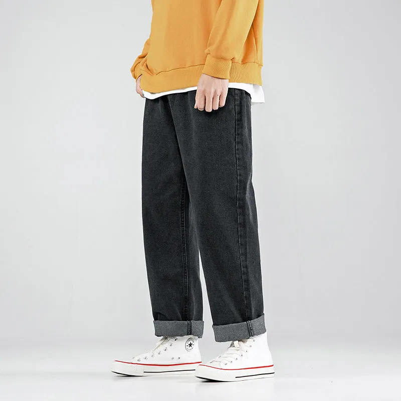 Washed Straight Casual Loose Simple Jeans