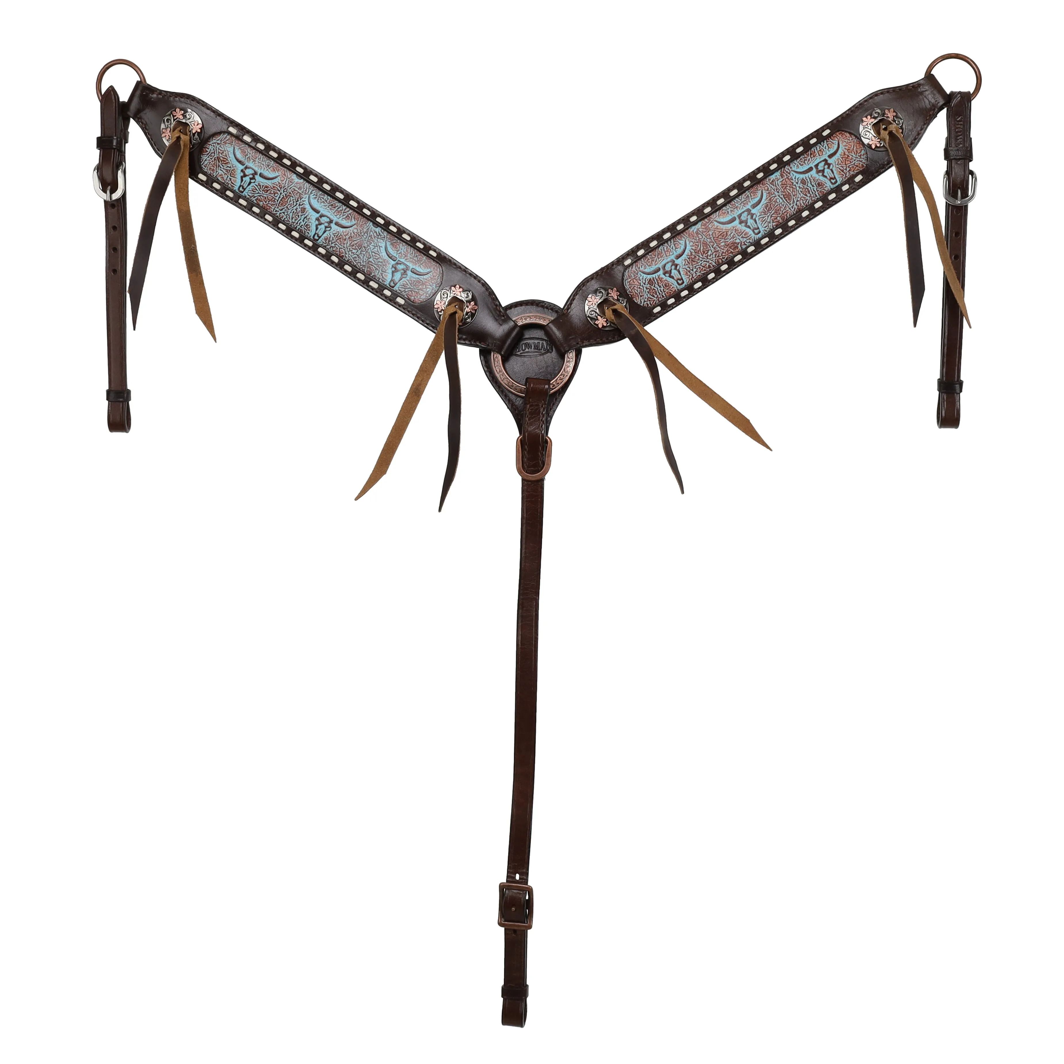 Weathered Steer Traditional One Ear Headstall and Breastcollar Set