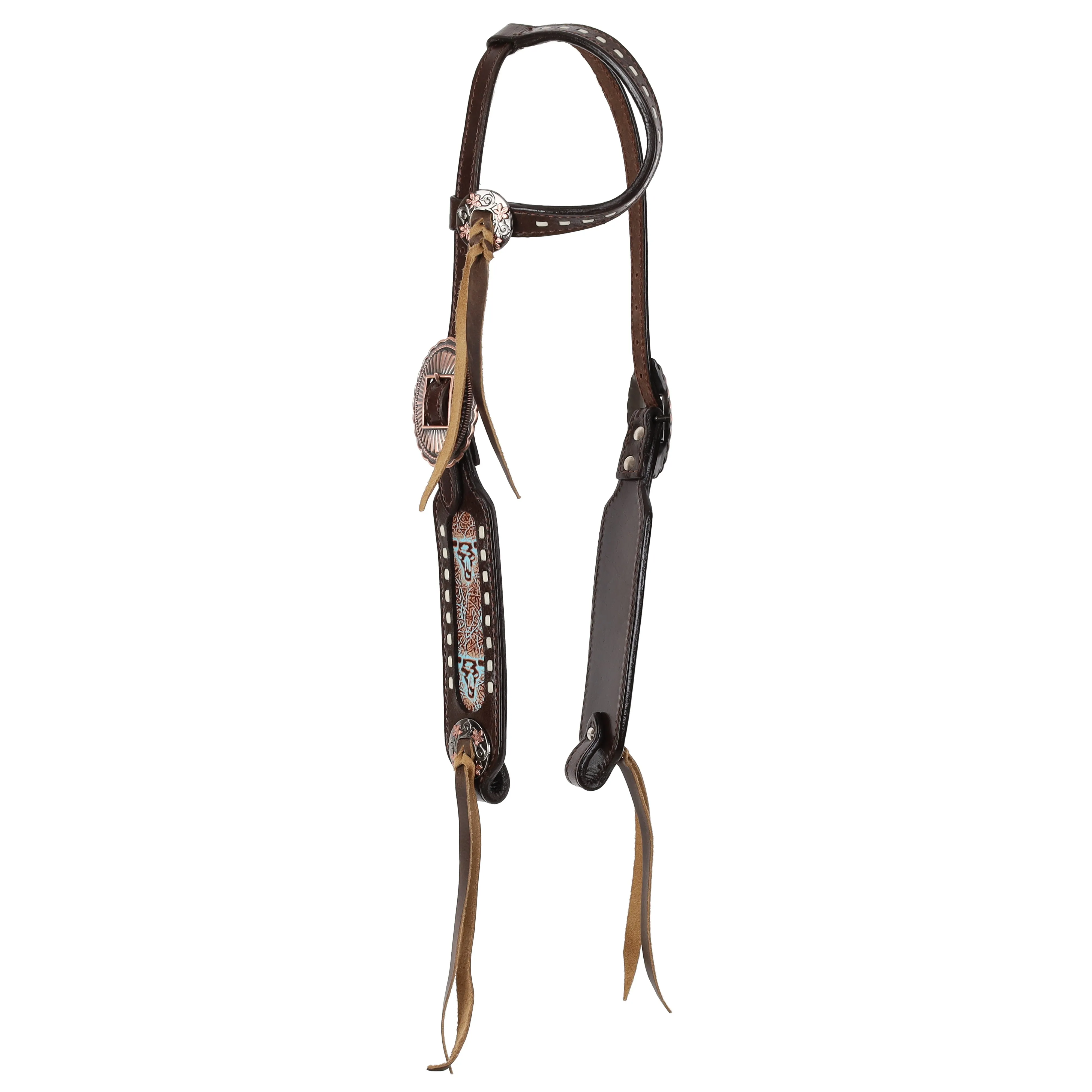 Weathered Steer Traditional One Ear Headstall and Breastcollar Set