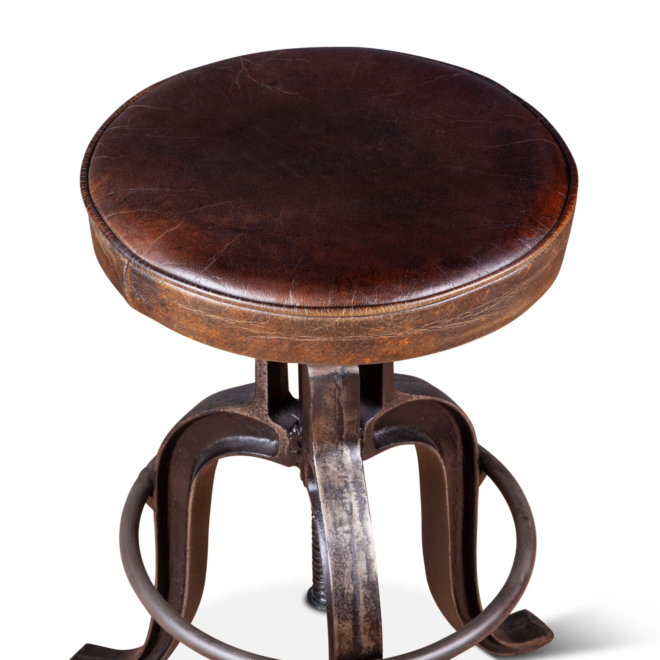 Wellington Adjusting Stool Brown Leather