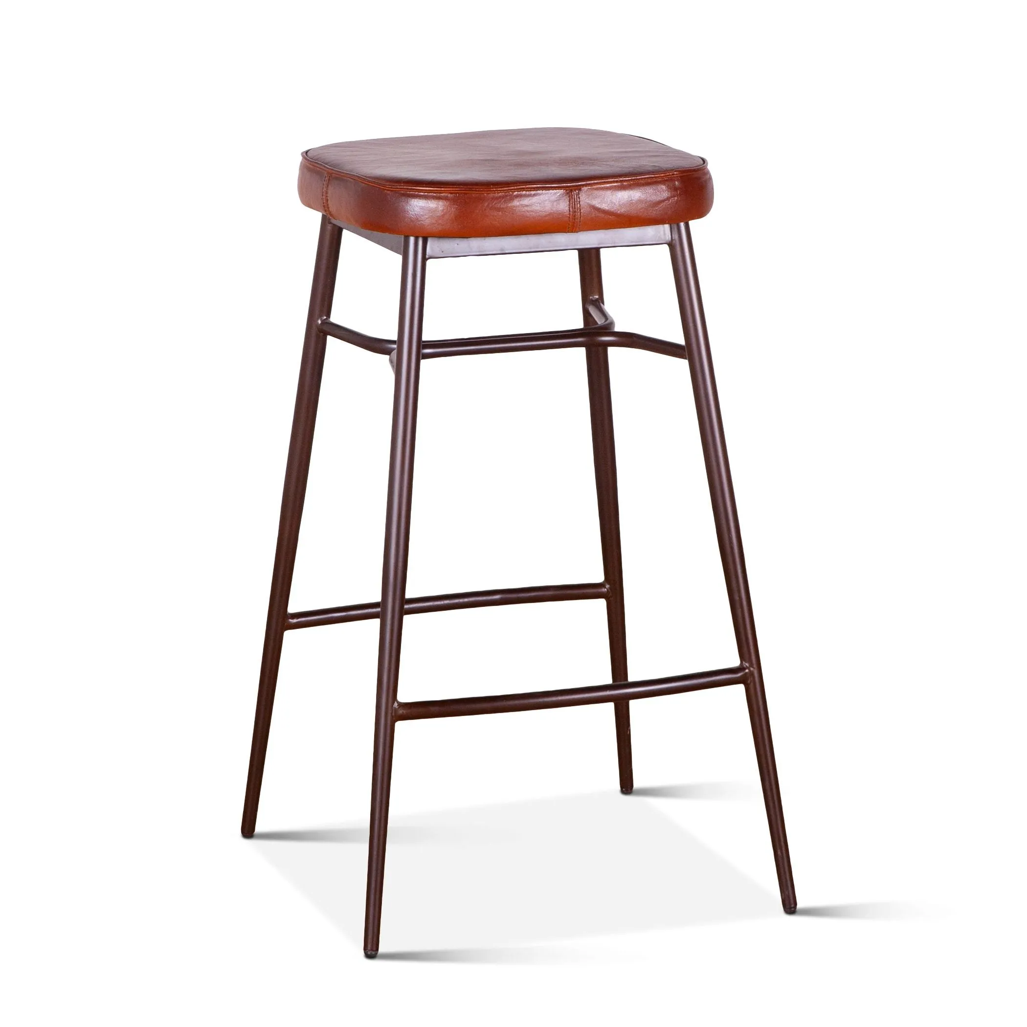 Wellington Backless Leather Bar Stool