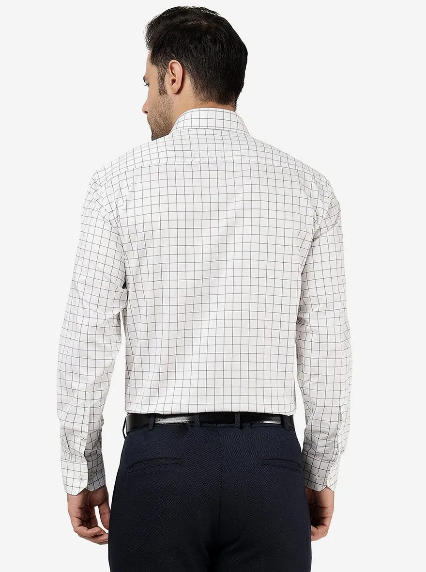 White & Grey Checked Regular Fit Formal Shirt | JadeBlue