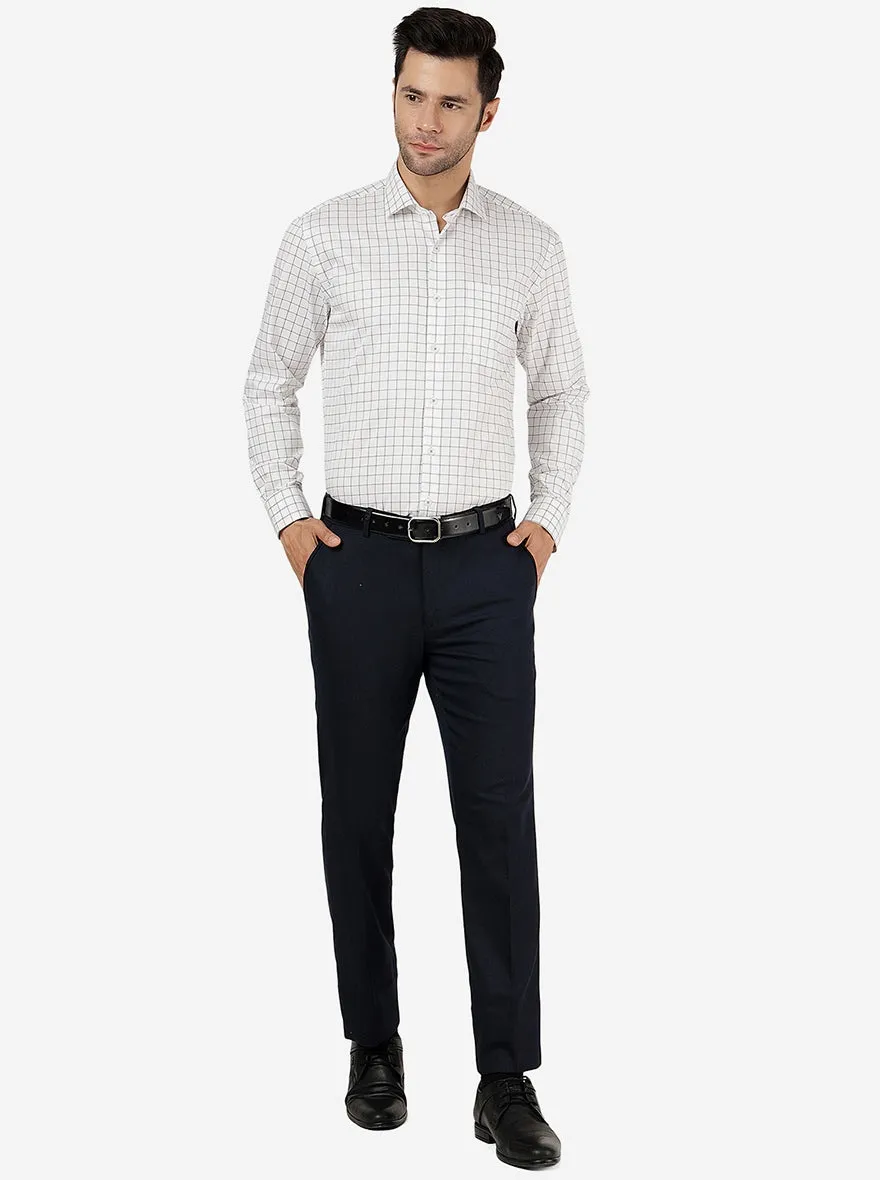 White & Grey Checked Regular Fit Formal Shirt | JadeBlue