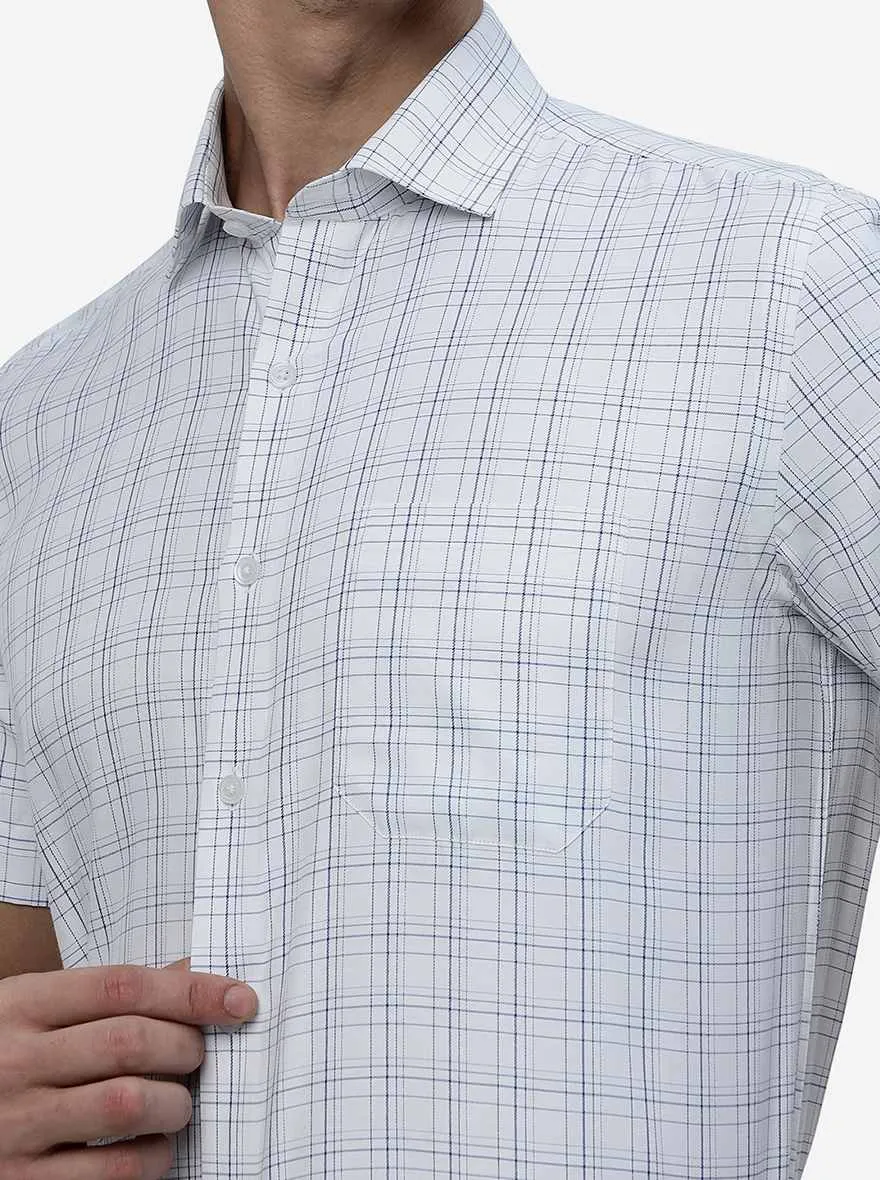 White Checked Regular Fit Formal Shirt | Greenfibre