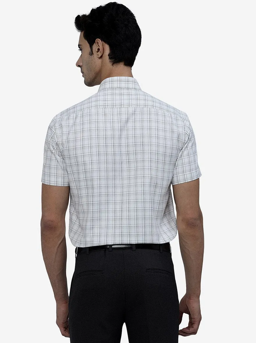 White Checked Regular Fit Formal Shirt | Greenfibre