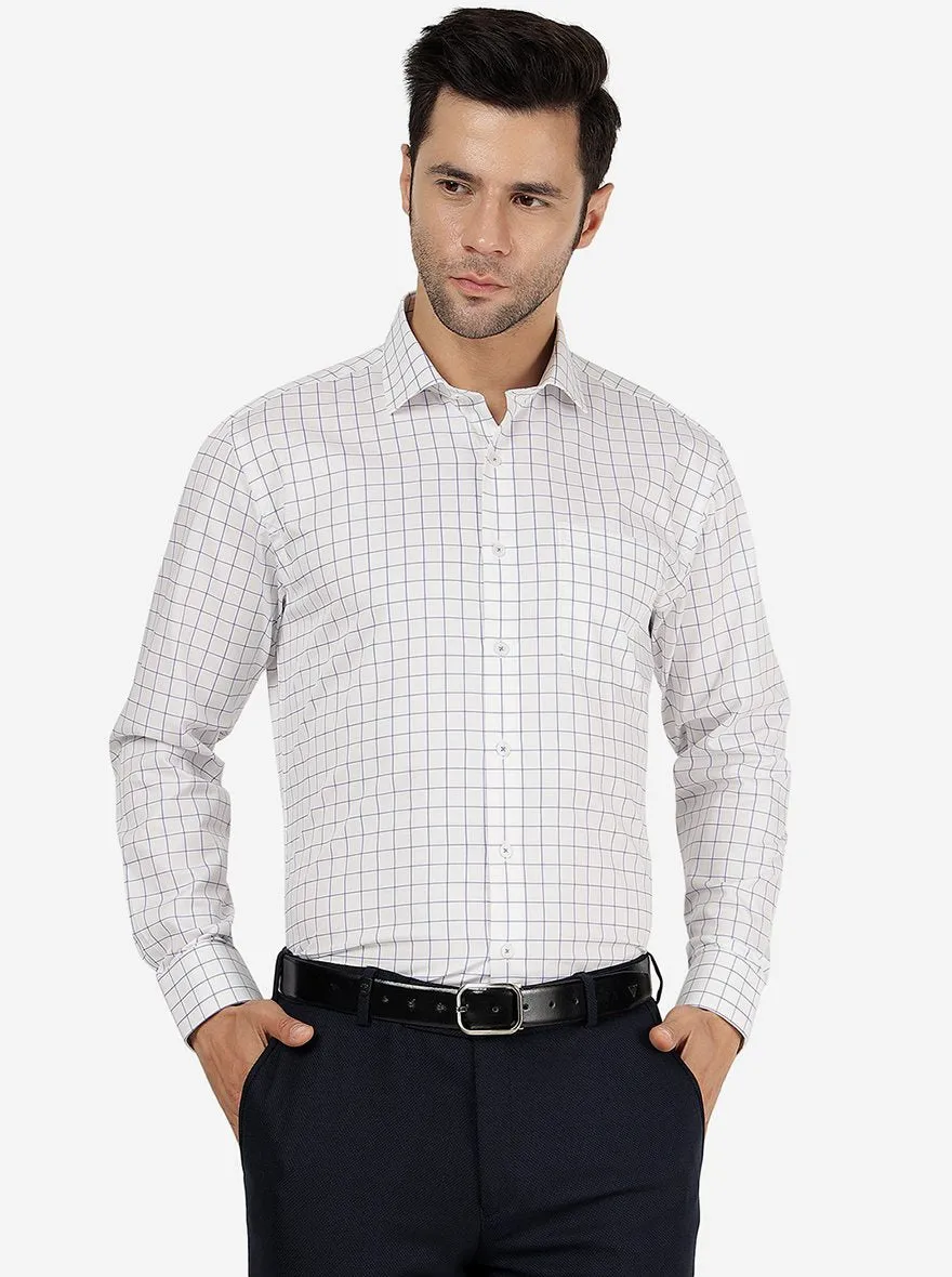 White Checked Regular Fit Formal Shirt | JadeBlue