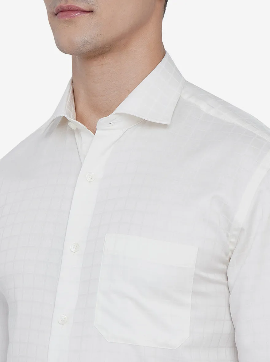 White Checked Regular Fit Formal Shirt | JadeBlue