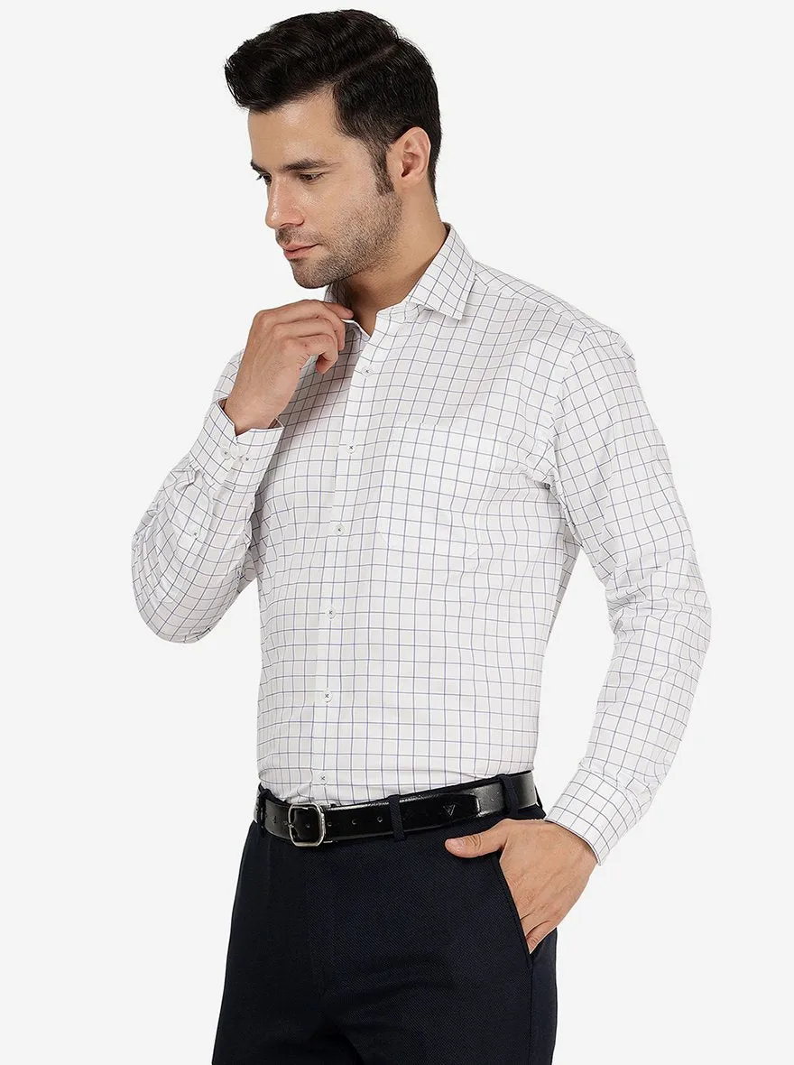 White Checked Regular Fit Formal Shirt | JadeBlue