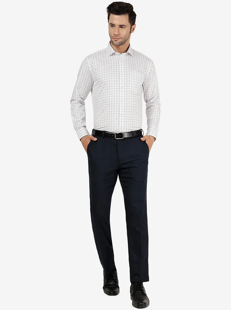 White Checked Regular Fit Formal Shirt | JadeBlue