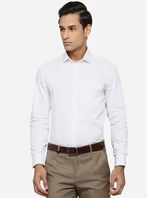 White Dobby Slim Fit Formal Shirt | Greenfibre