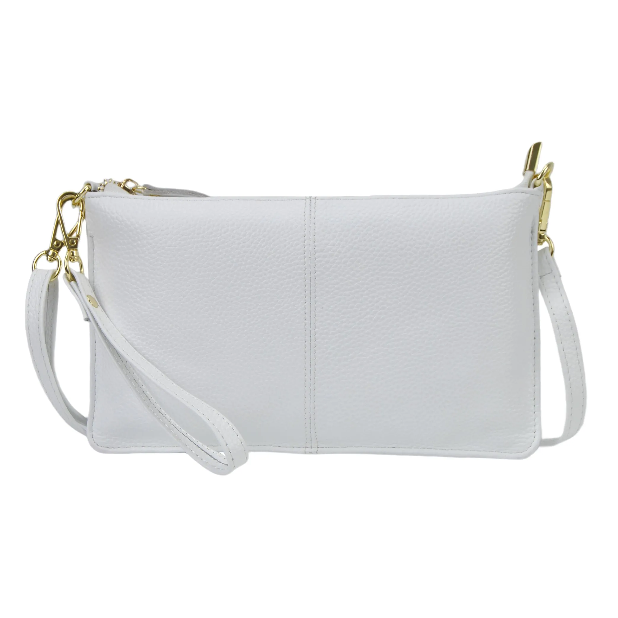 White NGIL Genuine Leather Wristlet Crossbody Bag