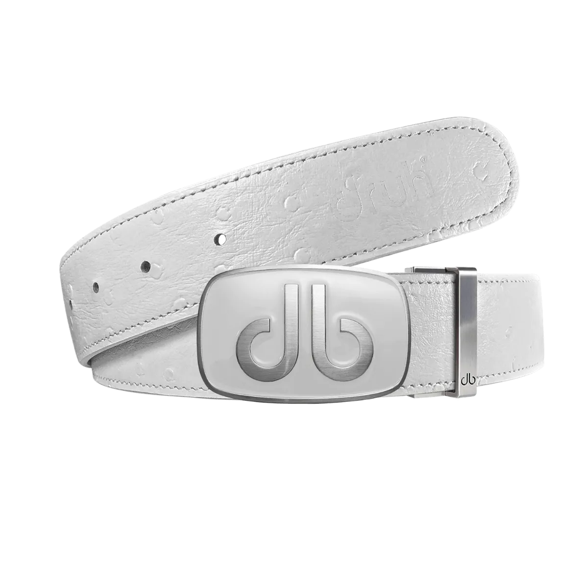 White ostrich strap with Big white buckle