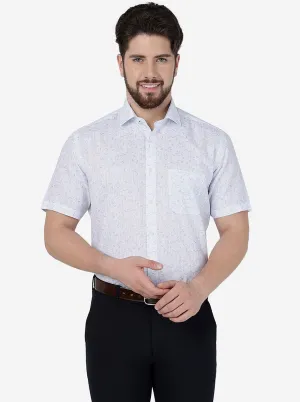 White Printed Regular Fit Formal Shirt | Greenfibre