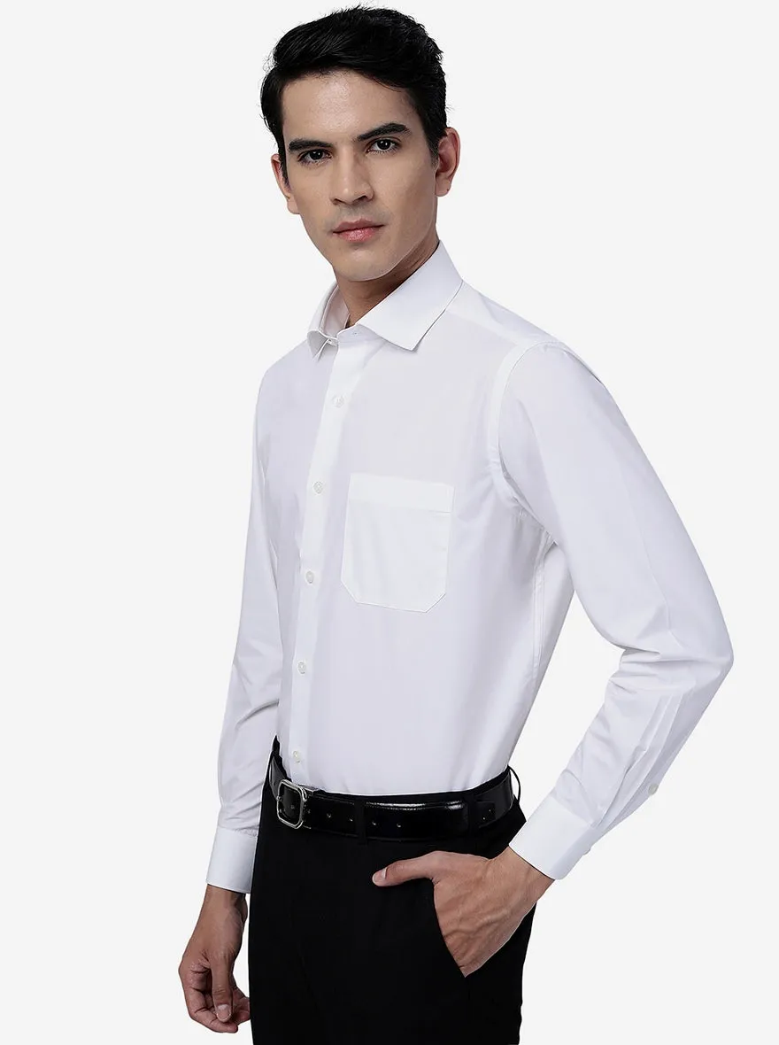 White Solid Slim Fit Formal Shirt | Greenfibre
