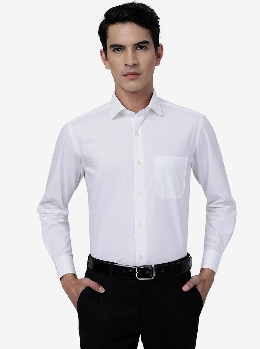 White Solid Slim Fit Formal Shirt | Greenfibre