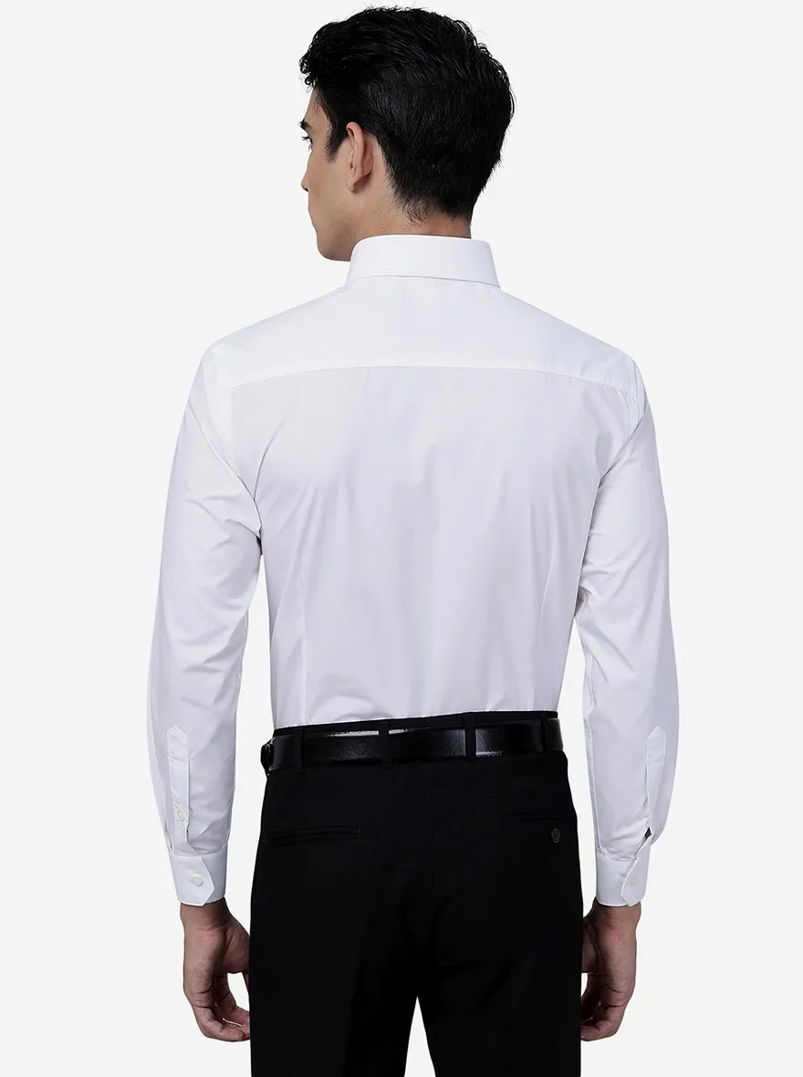 White Solid Slim Fit Formal Shirt | Greenfibre